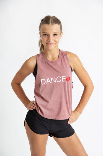 Front view of Mauve DANCE PERIOD Cropped Tank
