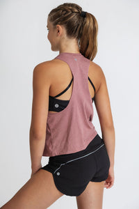 Back view of  Mauve DANCE PERIOD Cropped Tank