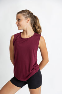 Front view of Maroon FREE + FLOW Tank